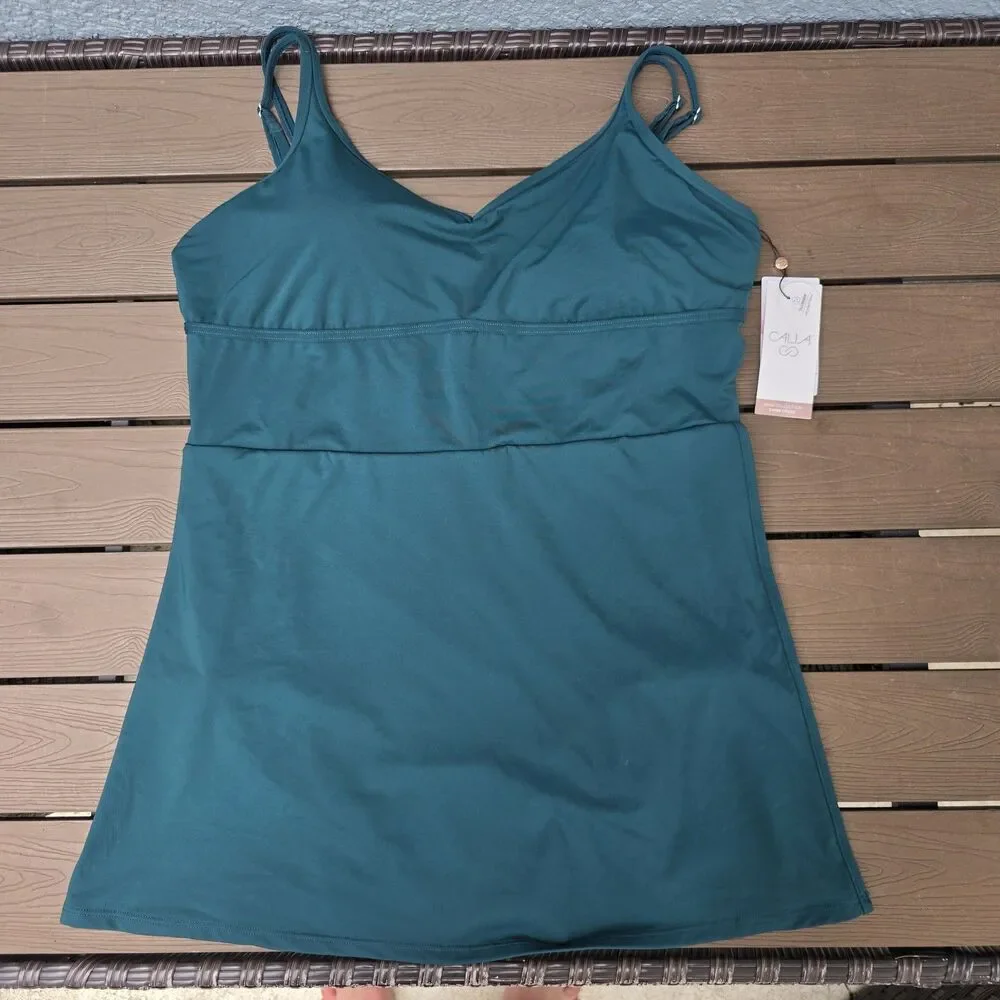 Calia Women's Sea Green Strappy Back Swim Dress  Size XXL New